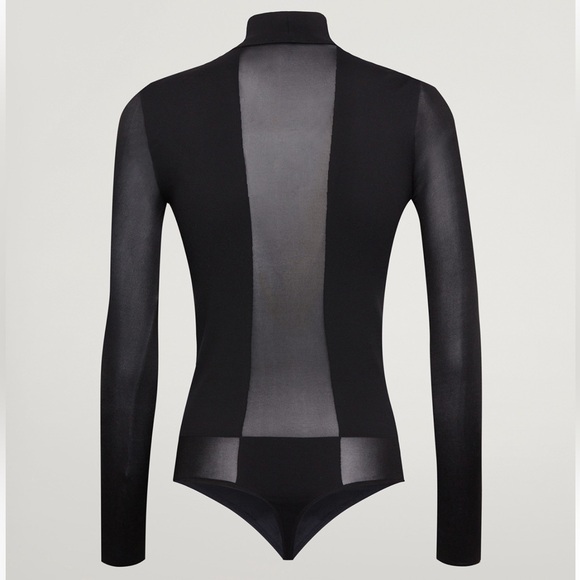 Wolford Dione Sheer Panel String Body Suit in Black size Medium - Picture 2 of 16